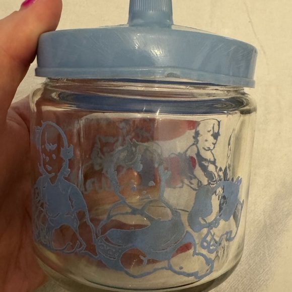 50’s Round the Clock With Baby Nursery Decor Jar Vintage Display Jar Cotton Ball - Picture 5 of 12